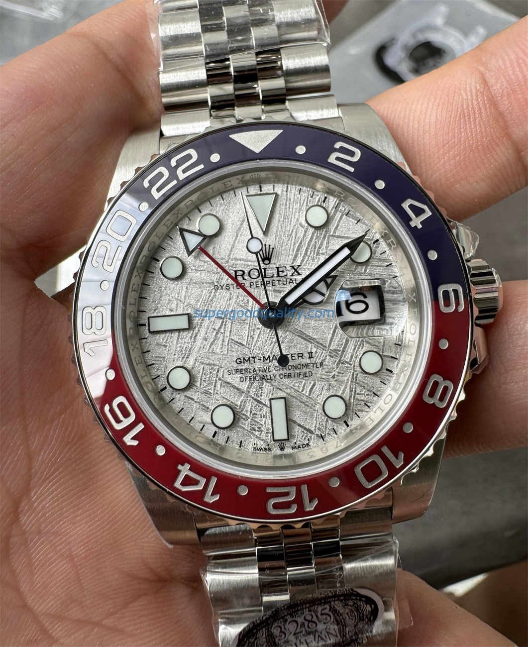 6-2406160123364S.jpg Clean Factory GMT‑Master II Meteorite Dial Replica – V3 Pepsi Bezel 40mm - 图片 1