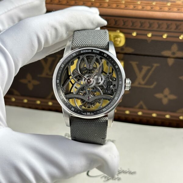 AUDEMARS PIGUET CODE 11.59 ref.26600 LUXURY REPLICA WATCH SKELETON DIAL FABRIC STRAP TOURBILLON OPENWORKED 41MM