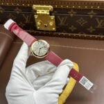 CARTIER BALLON BLANC WGBB0009 ROSE GOLD PLATE WHITE DIAL REPLICA WATCHES RED LEATHER STRAP AF FACTORY 30MM