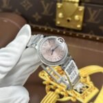 CARTIER BALLON BLEU GOOD IMITATION WATCH PINK DIAL RHINESTONE BEZEL QUARTZ MOVEMENT AF FACTORY 33MM - 图片 2