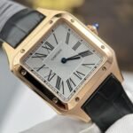 CARTIER SANTOS DUMONT IMITATION LUXURY WATCH ROSE GOLD PLATE WHITE DIAL LEATHER STRAP 43.5X31.4MM - 图片 8