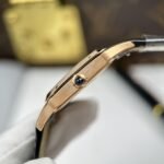 CARTIER SANTOS DUMONT IMITATION LUXURY WATCH ROSE GOLD PLATE WHITE DIAL LEATHER STRAP 43.5X31.4MM - 图片 5