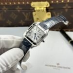 CARTIER SANTOS DUMONT GOOD IMITATION WATCH WHITE DIAL GREY BLUE LEATHER STRAP 43.5X31.4MM - 图片 4