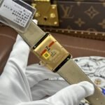 CARTIER TANK LOUIS HIGH END REPLICA WATCH GOLD PLATE WHITE DIAL BLACK LEATHER STRAP 27.8X38.1MM - 图片 8
