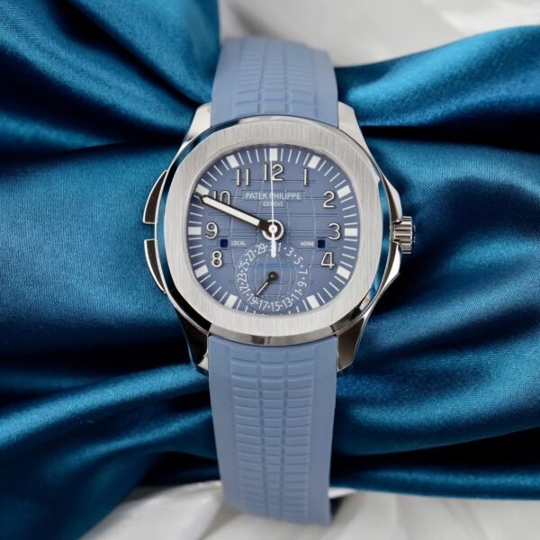 PATEK PHILIPPE AQUANAUT 5164G IMITATION WATCH BLUE PASTEL DIAL RUBBER STRAP PPF FACTORY 40.8MM