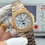 PATEK PHILIPPE NAUTILUS 5740R REPLICA WATCH ROSE GOLD PLATE SILVER DIAL 40MM