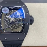 RICHARD MILLE RM055 LUXURY REPLICA WATCH BLACK CERAMIC CASE SKELETON DIAL ZF 49.9×42.7mm