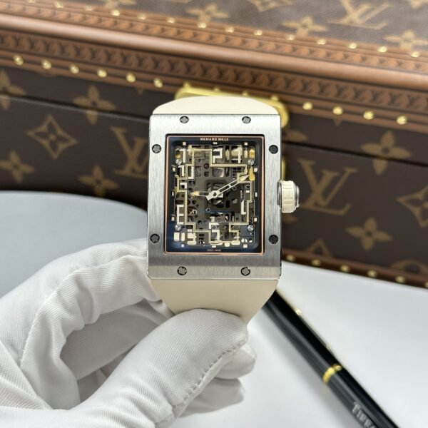 RICHARD MILLE RM16-02 REPLICA WATCH EXTRA FLAT TITANIUM CASE SKELETON DIAL RUBBER STRAP 36X45X10mm