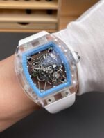 RICHARD MILLE RM35-01 GOOD IMITATION WATCH SAPPHIRE CASE BLUE BEZEL SKELETON DIAL RUBBER STRAP 44MM - 图片 9