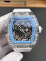 RICHARD MILLE RM35-01 GOOD IMITATION WATCH SAPPHIRE CASE BLUE BEZEL SKELETON DIAL RUBBER STRAP 44MM - 图片 3