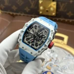RICHARD MILLE RM35-03 LUXURY REPLICA WATCH WHITE CARBON CASE SKELETON DIAL RUBBER STRAP 43.2X50MM - 图片 3
