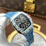 RICHARD MILLE RM35-03 LUXURY REPLICA WATCH WHITE CARBON CASE SKELETON DIAL RUBBER STRAP 43.2X50MM - 图片 2