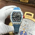 RICHARD MILLE RM35-03 LUXURY REPLICA WATCH WHITE CARBON CASE SKELETON DIAL RUBBER STRAP 43.2X50MM