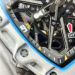RICHARD MILLE RM35-03 LUXURY REPLICA WATCH WHITE CARBON CASE SKELETON DIAL RUBBER STRAP 43.2X50MM - 图片 8