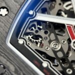 RICHARD MILLE RM67-02 SUPER CLONE WATCHES BLACK CARBON CASE SKELETON DIAL BLUE RUBBER STRAP 38.7X47.52MM - 图片 8