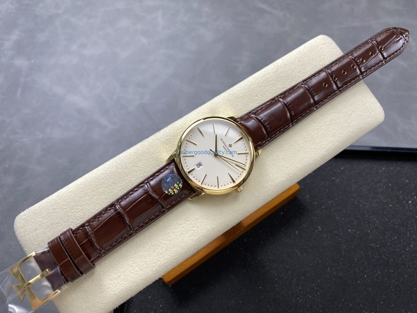 DONG-HO-VACHERON-CONSTANTIN-PATRIMONY-85180J-CHE-TAC-MA-VANG-GOLD-MAT-SO-MAU-TRANG-DAY-DA-40MM-10 VACHERON CONSTANTIN PATRIMONY 85180J BEST SUPER CLONE WATCHES GOLD PLATE WHITE DIAL LEATHER STRAP 40MM - 图片 1