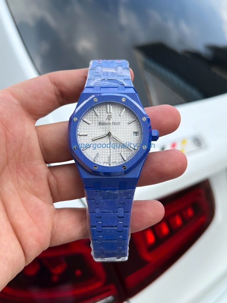 Đồng Hồ Audemars Piguet Chế Tác Gốm Xanh Royal Oak 15500CE Mặt Trắng Xưởng APS 41mm (1)