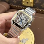 CARTER SANTOS KNOCK OFF WATCH TWO TONE GOLD PLATE SKELETON DIAL STAINLESS STEEL MLF FACTORY 39.8MM - 图片 4
