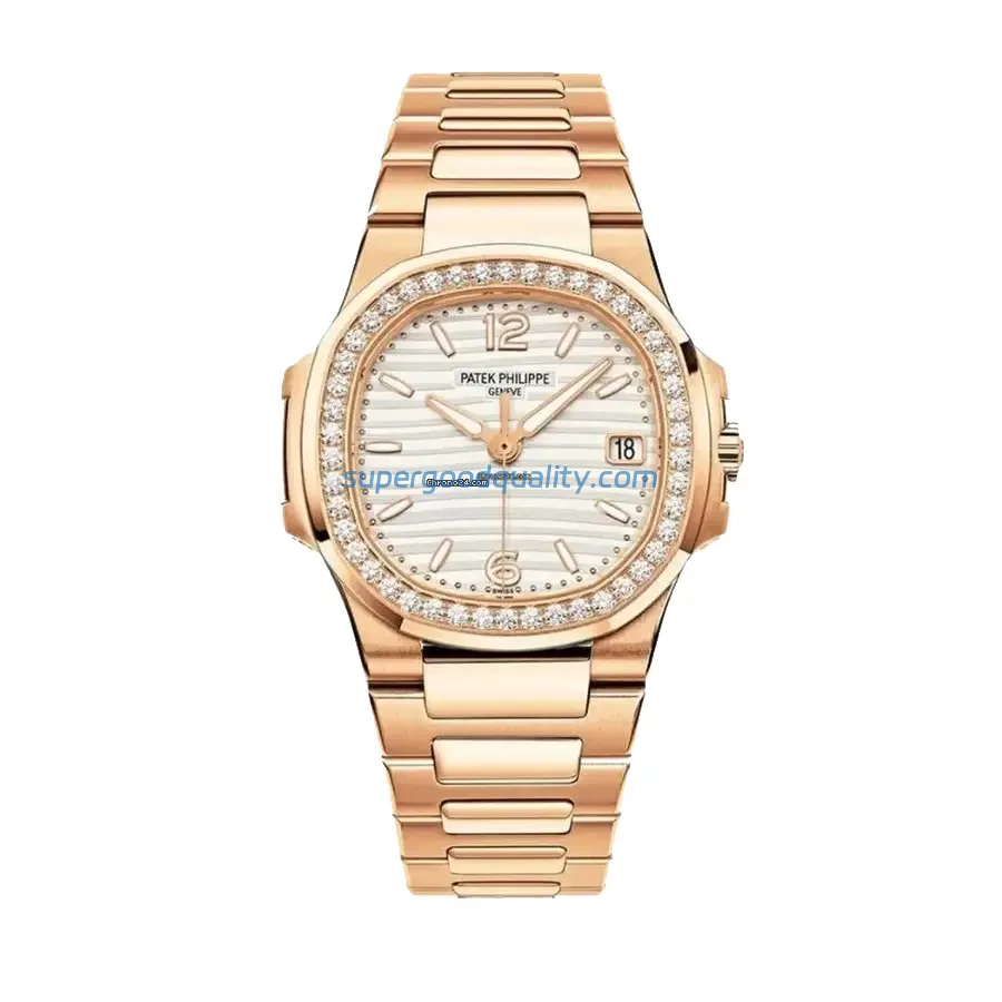 Patek-Nautilus-White-71181200R-001-Ladies-1.webp Patek Philippe Nautilus 7118/1200R-001 “Rose Gold Diamond Bezel” Luxury Clone Quality - 图片 1