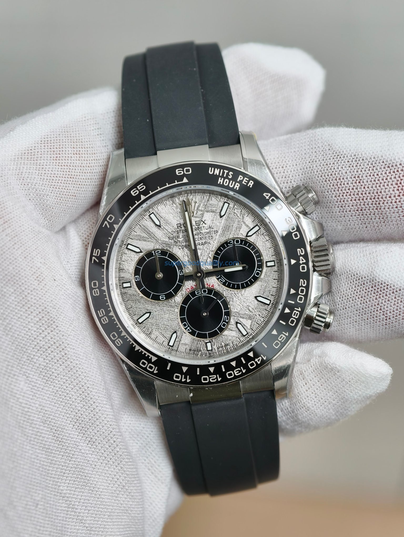 a1766739713017_6460-1.jpg VS Factory Rolex Daytona 40mm White Gold Meteorite Dial Rubber Strap (126519LN) 1:1 Super Clone – DD4131 Movement - 图片 1