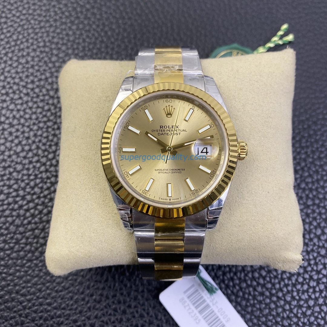 i1608197373_2014_0-1.jpg VS Factory Rolex Datejust 41mm Two-Tone Yellow Gold Champagne Sunburst Dial Fluted Bezel Oyster Bracelet (126333) 1:1 Super Clone – DD3235 Movement - 图片 1
