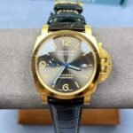 VS Factory Panerai Luminor Marina 44mm Grey Dial Luminous Arabic Numerals Yellow Gold Plated Smooth Bezel (PAM01115) 1:1 Super Clone – DDP.9010 Movement