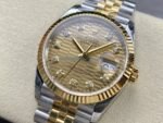 VS Factory Rolex Datejust 36 Two-Tone Yellow Gold Golden Fluted Motif Diamond Dial (126233) 1:1 Super Clone – DD3235 Movement - 图片 3