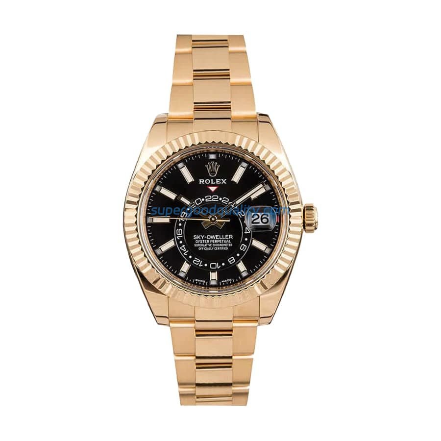 rolex-sky-dweller-black-dial-yellow-gold-326938-replica.jpg Rolex Sky-Dweller 326938-0004 “Yellow Gold” Replica - 图片 1