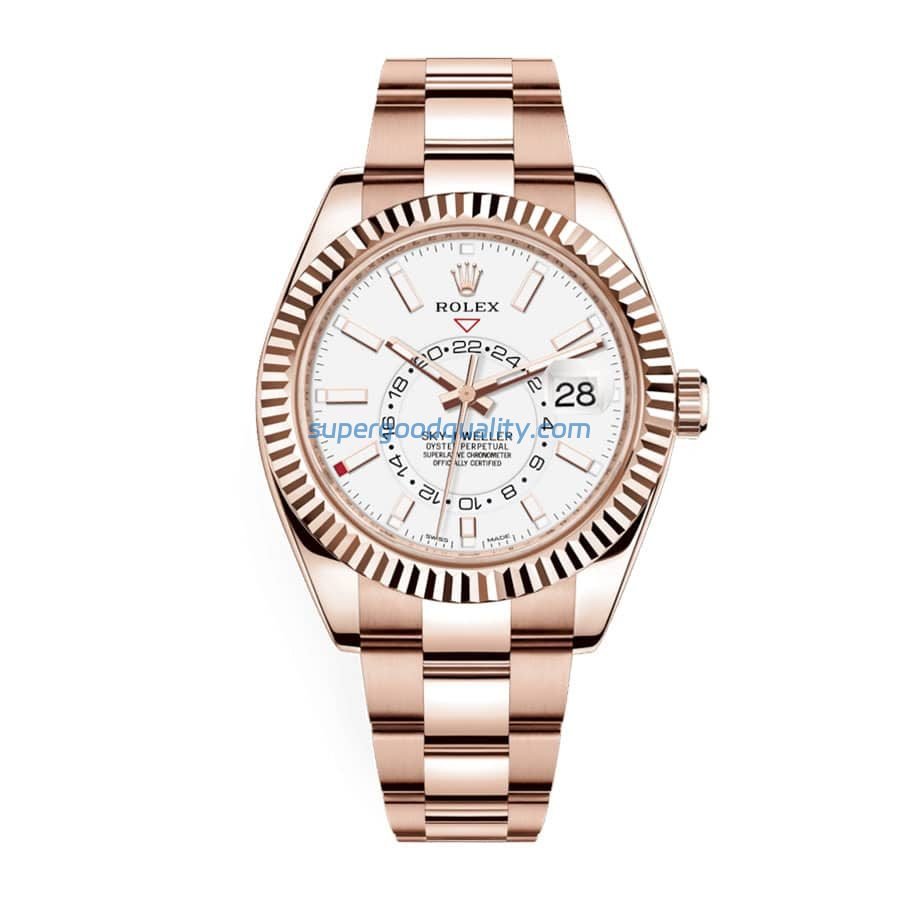rolex-sky-dweller-rose-gold-white-dial-326935-replica.jpg Rolex Sky-Dweller 326935 “Everose Gold” Swiss Super Clone - 图片 1