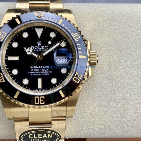 Clean Factory Rolex Submariner 126618LN – Premium Full Gold Black Submariner Replica