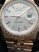 3B Factory Rolex 127385TBR 0003 Replica – Rose Gold Diamond Bezel Honeycomb Dial - 图片 4
