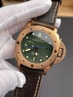 VS Factory Panerai Submersible 47mm1950 Matte Olive Green Dial Bronzo Bezel Brown Leather Strap (PAM00382)1:1 Super Clone – DDP.9000 Movement - 图片 3