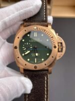 VS Factory Panerai Submersible 47mm1950 Matte Olive Green Dial Bronzo Bezel Brown Leather Strap (PAM00382)1:1 Super Clone – DDP.9000 Movement - 图片 2