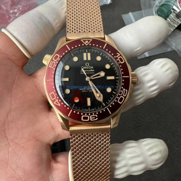 VS Factory Omega Seamaster Diver 300M 007 “No Time To Die” Matte Tropical Brown/Black Dial Titanium Mesh Bracelet(210.90.42.20.01.003) 1:1 Super Clone – 8806 Movement