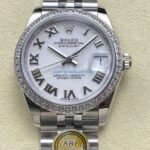 ARF Factory Counterweight Rolex Datejust 278384RBR-0014 31mm Diamond White Gold Bezel Roman Numerals White Dial