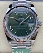 ARF Factory Counterweight Rolex Day-Date 228239-0033 40mm White Gold Roman Numerals Olive Green Dial