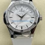 HB Factory Hublot Classic Fusion 550.NS.2200.RW.1804.ORL20 40mm Diamond Steel White Rubber Strap White Dial