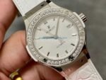 HB Factory Hublot Classic Fusion 582.NX.2610.RX.1204 38mm Diamond Bezel Steel Leather Strap White Dial - 图片 2