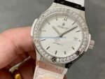 HB Factory Hublot Classic Fusion 582.NX.2610.RX.1204 38mm Diamond Bezel Steel Leather Strap White Dial - 图片 3