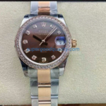 GS Factory Rolex Datejust 278381RBR-0027 31MM Diamond Bezel Half Rose Gold Diamond Mop Brown Dial